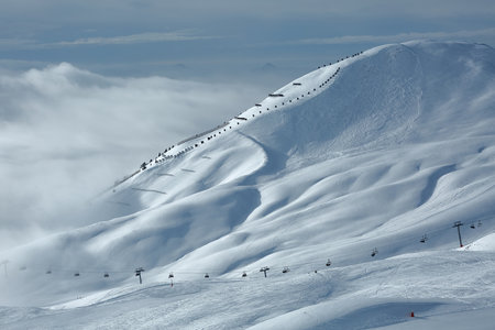 Skiing slopes from the topの写真素材