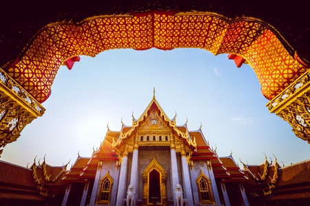 Sunrise at the Wat Benchamabophit , Thailand  the Marble Temple の写真素材
