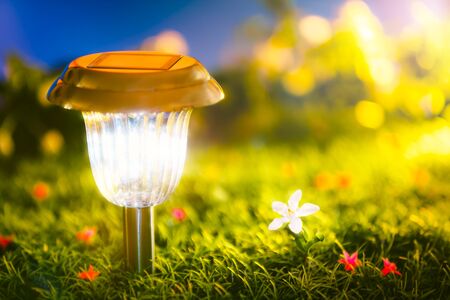 The solar power lamp make the light from clean energy の写真素材