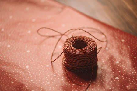Packaging of new years gifts, preparation for the new year. Christmas mood. New year 2021の写真素材