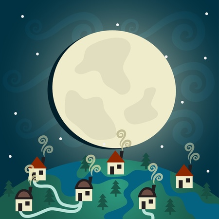 abstract background, Night Village のイラスト素材