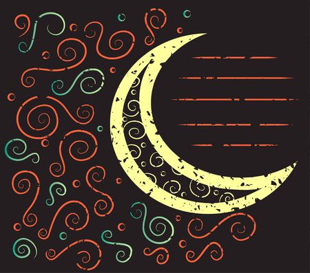 abstract moon, grunge patternsのイラスト素材