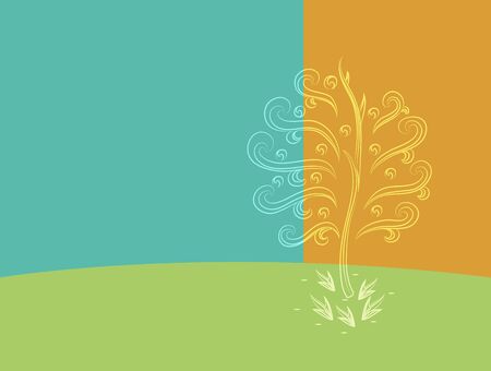 abstract tree silhouetteのイラスト素材