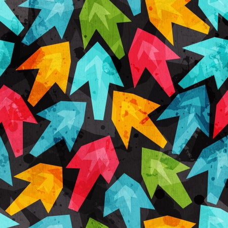 colored arrows seamless pattern with grunge effectのイラスト素材
