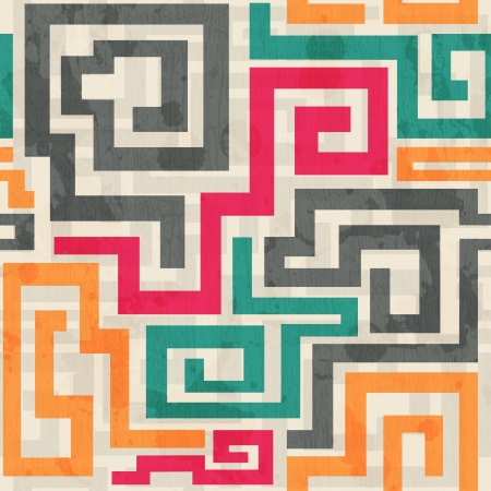 colored square spiral pattern with grunge effectのイラスト素材