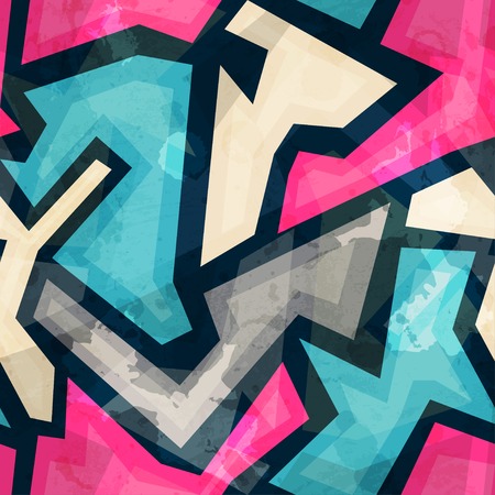 bright geometric seamless pattern with grunge effectのイラスト素材