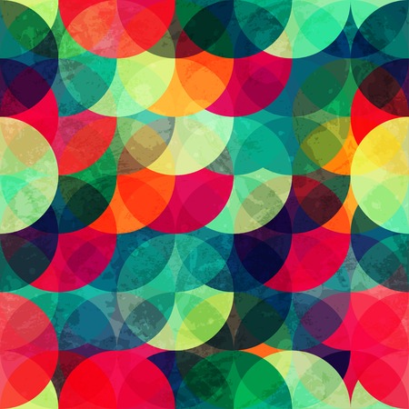 colorful circle seamless pattern with grunge effectのイラスト素材