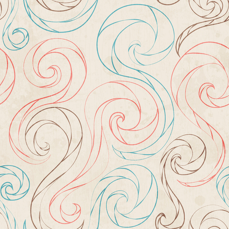vintage spirals lines seamless pattern pattern with grunge efectのイラスト素材