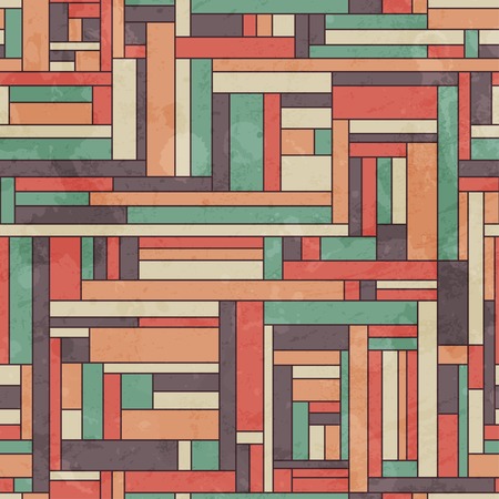 retro square seamless pattern with grunge effectのイラスト素材