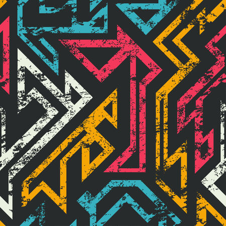 abstract geometric seamless pattern with grunge effectのイラスト素材