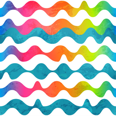 rainbow wave seamless pattern with grunge effectのイラスト素材