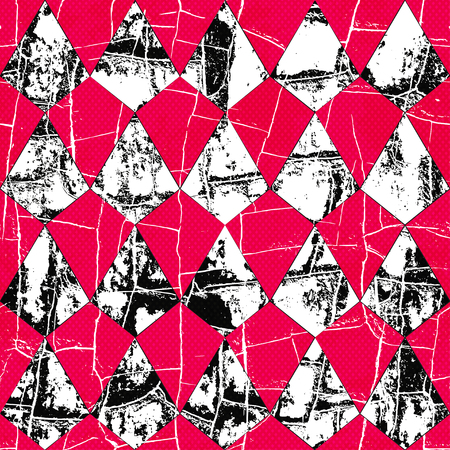 retro red mosaic seamless pattern with grunge effectのイラスト素材