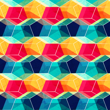 vintage mosaic seamless pattern with grunge effectのイラスト素材