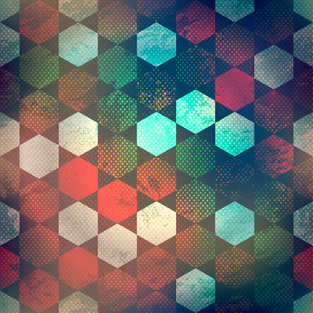 abstract mosaic seamless pattern with grunge effectのイラスト素材