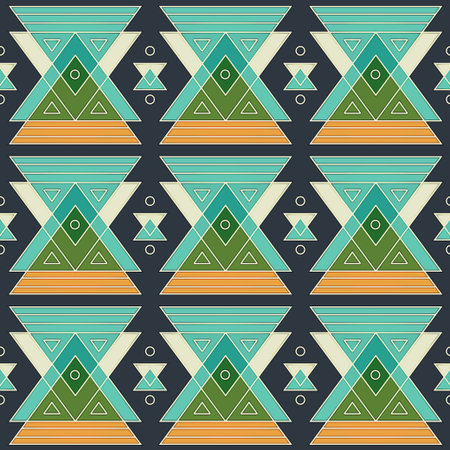 Ancient triangle geometric seamless pattern