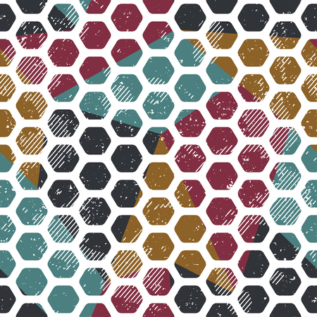 Vintage mosaic seamless pattern. Grunge effect (vector)のイラスト素材