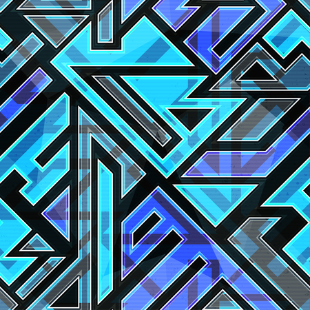 Blue technological seamless pattern (vector eps 10)のイラスト素材
