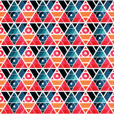 Retro triangles seamless pattern vector illustration.