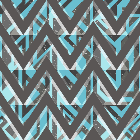 Retro zigzag seamless pattern with grunge effect (vector eps 10)のイラスト素材