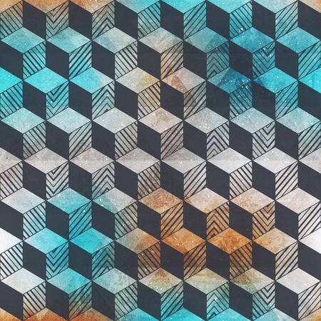 Grunge rhombus geometric pattern.のイラスト素材