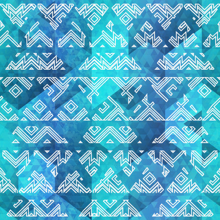 Blue color ancient pattern with grunge effect