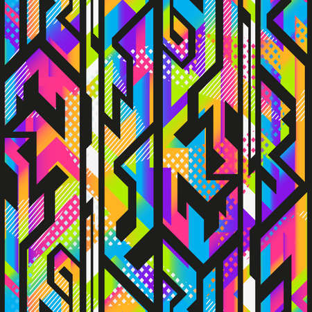 Bright rainbow color geometric seamless pattern.のイラスト素材