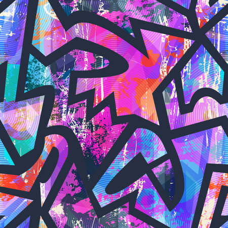 Grunge abstract geometric seamless pattern.のイラスト素材