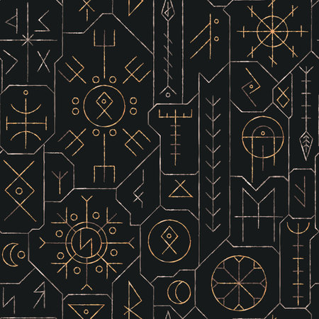 Gold Scandinavian sign. seamless patternのイラスト素材