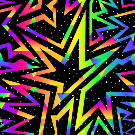 Star rainbow geometric seamless patternのイラスト素材