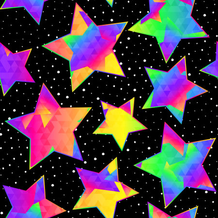 Colored star seamless pattern with space background.のイラスト素材
