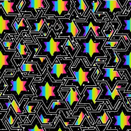 Star rainbow geometric seamless textureのイラスト素材