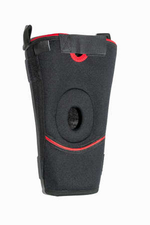 Knee brace. Designed for long-term wear after serious injuries, surgeries and muscle strains. white background.の写真素材