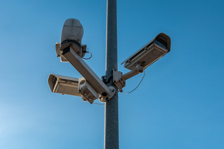 CCTV cameras. Designed for visual control or automatic analysis of images (automatic face recognition). close-up.の写真素材