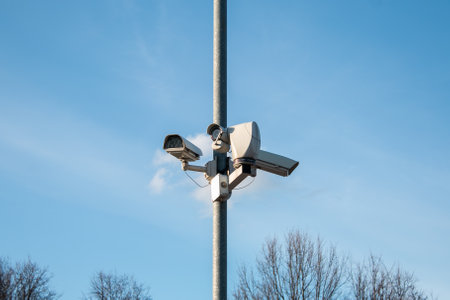 CCTV cameras. Designed for visual control or automatic analysis of images (automatic face recognition). close-up.の写真素材