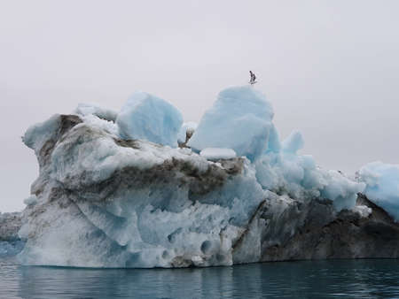Iceberg with dirt inclusions in Godthaabsfjord, Greenlandの写真素材