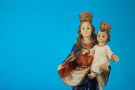 Mary Help of Christians on a blue backgroundの写真素材