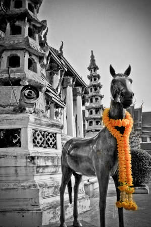 Horse Sculpture in Tahai Templeの写真素材