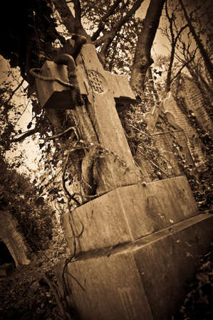 Old Tombstone in High Gate Cemetaryのeditorial素材