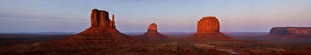 Panoramic View of Mitten Buttes in Monument Valleyの写真素材