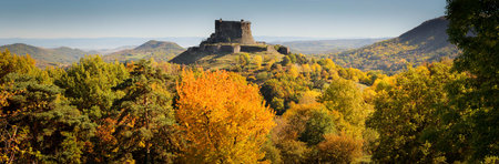 Castle of Murol Built at the Top of a Hill in Auvergneのeditorial素材
