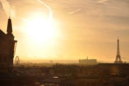 View of Paris seen from Rooftops at Sunsetの写真素材