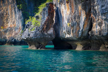 Wild Cliff above the Sea of Ko Phi Phiの写真素材