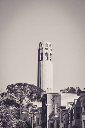 Famous Coit Tower Overhanging San Franciscoの写真素材