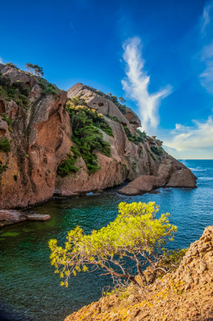 Peaceful Beach in Figuerolles Coveの写真素材