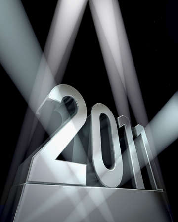 Number 2011 on a silvery pedestal              の写真素材