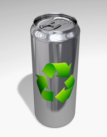 Aluminium can with recycling symbol