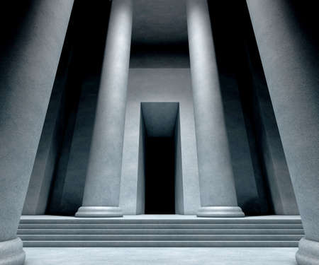 Entrance with stairs and pillarsの写真素材