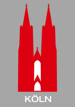 Illustration of the two towers of the cologne cathedral in redのイラスト素材