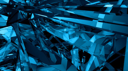 Techno fantasies - Abstract 3d illustration in garish blue and blackの写真素材