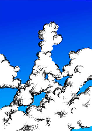 Clouds Illustration of a group of clouds in the blue skyの写真素材